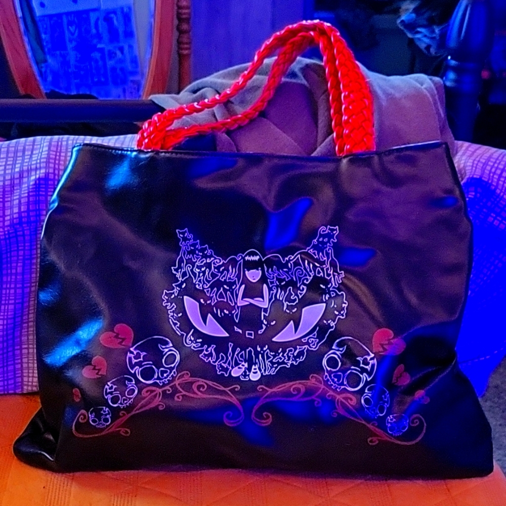 Emily the Strange vinyl tote bag, unused, mint condition vintage Strange.